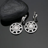 Trendy 925 Silver Jewelry Sets White Crystal For Women Party Earrings With Stone Ring Pendant Necklace Set