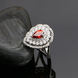 Women 925 Sterling Silver Jewelery Red Cubic Zirconia White Beads Earrings/Pendant/Ring/Bracelet/Necklace Set