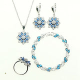 Blue Cubic Zirconia Jewelery 925 Sterling Silver Bride Jewelry Sets Earrings/Pendant/Necklace/Bracelet/Ring For Women