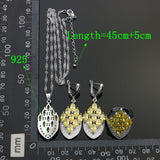 Party 925 Sterling Silver Jewelry Sets For Women Yellow Cubic Zirconia White Crystal Earrings Ring Necklace Pendant Set