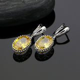 Golden Yellow Crystal Zircon Created 925 Sterling Silver Jewelry Sets For Women Earrings/Ring/Bracelet/Necklace/Pendant Free Box