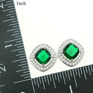 Green Cubic Zirconia Created 925 Sterling Silver Jewelry Sets For Women Wedding Earrings/Ring/Bracelet/Necklace/Pendant Gift Box