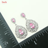 Fashion Women Sterling Silver 925 Jewelery Pink Cubic Zirconia Crystal Earrings/Pendant/Necklace/Ring Jewelry Sets 