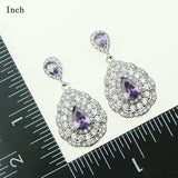 Fashion Women 925 Sterling Silver Jewelery Purple Cubic Zirconia Crystal Earrings/Pendant/Necklace/Ring Jewelry Sets 