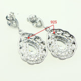 Fashion Women Sterling Silver 925 Jewelery White Cubic Zirconia Crystal Earrings/Pendant/Necklace/Ring Jewelry Sets 