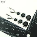 925 Sterling Silver Round Black Stone Created Jewelry Sets For Women Wedding Ring/Bracelet/Necklace /Earrings/Bracelet Free Box