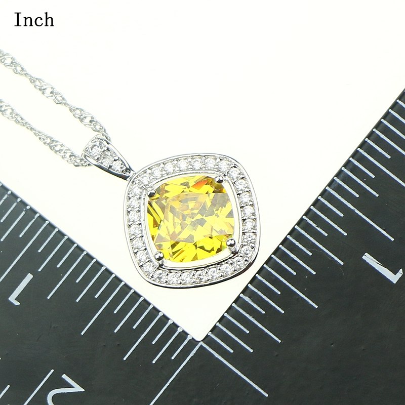 Golden Yellow Crystal CZ Jewelery 925 Sterling Silver Earrings/Rings/Pendant/Necklace Jewelry Sets For Women Wedding Party