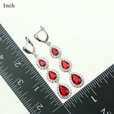 Red Garnet White Zircon Created Drop Sterling Silver 925 Jewelry Sets For Women Sliver Earrings/Pendant/Necklace/Rings Free Box