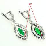 Lozenge 925 Sterling Silver Women Jewelry Sets Green Cubic Zirconia White Rhinestones Jewelery Earrings/Pendant/Necklace/Ring 