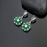 925 Silver Jewelry Sets For Women Party Accessories White Crystal Green Cubic Zirconia Earrings Ring Necklace Pendant Set