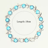 New Women Jewelry Sets 925 Sterling Silver Blue Crystal White Zircon Created Bracelet/Earrings/Pendant/Necklace/Ring Free Box