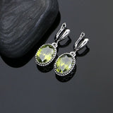 925 Silver Jewelry Sets For Women Party Decoration Olive Green Cubic Zirconia Earrings/Bracelet/Necklace/Pendant/Ring Set