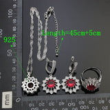 925 Silver Bridal Jewelry Sets For Women Rose Red Cubic Zirconia White Crystal Earrings/Pendant/Necklace/Ring/Bracelet