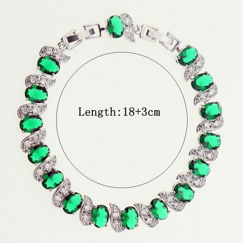 Green Created Emerald White Zircon 925 Sterling Silver Wedding Jewelry Sets For Women Earrings/Rings/Bracelet/Necklace/Pendant