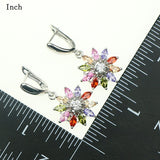 925 Sterling Silver Jewelry Sets For Women Flower With Multicolor Crystal Zircon Earrings/Pendant/Necklace/Ring/Bracelet Gift