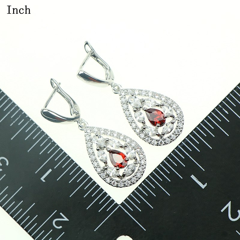 2017 New 925 Sterling Silver Jewelry Sets For Women Red Garnet White Zircon Bracelets/Earrings/Rings/Pendant/Necklace Free Box 