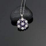 Silver 925 Jewelry Sets Natural Purple White Zircon Decoration For Women Earrings With Stone Pendant Rings Necklace Set