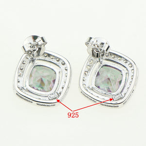 Bride 925 Sterling Silver Jewelery Mystic Rainbow Fire Cubic Zirconia Jewelry Sets For Women Gift Earrings/Pendant/Necklace/Ring