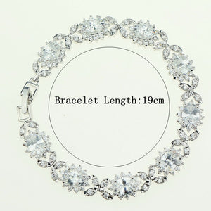 Bridal White Zircon 925 Sterling Silver Jewelery Top Quality Bracelets For Women Length 18.5cm Jewelry Free Gift Box