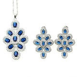 Wedding 925 Silver Jewelery Blue Cubic Zirconia Jewelry Sets Necklace/Earrings/Pendant/Bracelet For Women