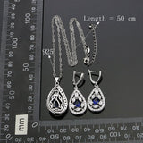 Blue Cubic Zirconia White Crystal Jewelry 925 Silver Jewelry Sets For Women Wedding Earrings/Pendant/Ring/Necklace Set