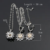 925 Silver Costume Jewelry Sets Champagne Zircon White CZ Party Necklace Set Office Jewelry Earrings For Women 4PCS