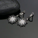 Bowknot Silver 925 Jewelry Black CZ White Crystal Jewelry Sets For Women Party Earrings With Stone Pendant/Rings/Necklace Set