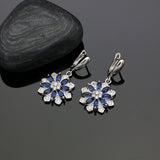  Blue Cubic Zirconia Jewelery 925 Sterling Silver Bride Jewelry Sets Earrings/Pendant/Necklace/Bracelet/Ring For Women