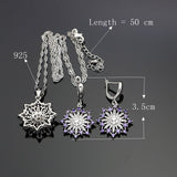 925 Sterling Silver Jewelry Sets Natural Purple Cubic Zirconia Stone For Women Wedding Earrings/Pendant/Rings/Necklace Set