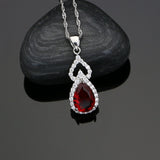 Water Drop Silver 925 Jewelry Natural Red Stone Party Jewelry Sets For Women Accessories Earrings Open Ring Necklace Set 