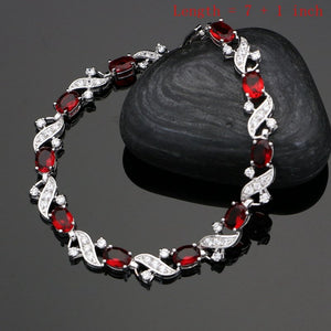 Water Drop Silver 925 Jewelry Natural Red Stone Party Jewelry Sets For Women Accessories Earrings Open Ring Necklace Set 