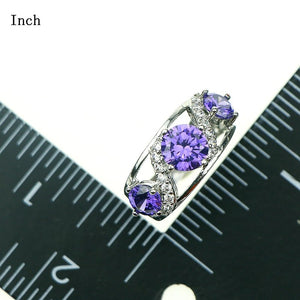 New Style women 925 Sterling Silver Jewelry Set With Purple Natural Crystal Earrings/Pendant/Necklace/Ring Free Jewelry Box