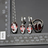 925 Sterling Silver Jewelry Sets Red Cubic Zirconia With White Beads For Women Weeding Earrings/Pendant/Necklace/Ring