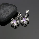 Purple Cubic Zirconia White Crystal Silver 925 Jewelry Sets Wedding Accessories Luxury Europeans Americans Jewellry For Women 