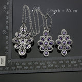 925 Silver Jewelry Sets Purple Cubic Zirconia White Crystal Jewelery For Women Wedding /Earrings/Pendant/Rracelet/Necklace Set