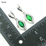 Women Lozenge Green Cubic Zirconia Crystal Jewelery 925 Sterling Silver Jewelry Sets Earrings/Pendant/Necklace/Ring/Bracelet 