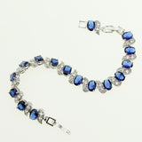 Bridal Classic Blue Stone White Zircon Created Silver 18/21cm Bracelets For Women 925 Sterling Silver Jewelry Free Box 