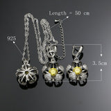 Flower Silver 925 Jewelry Light Yellow Cubic Zirconia White Crystal Beads Jewelry Sets Earrings/Pendant/Ring/Necklace Set