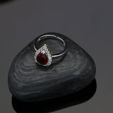 Water Drop Silver 925 Jewelry Natural Red Stone Party Jewelry Sets For Women Accessories Earrings Open Ring Necklace Set 