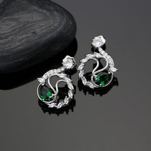 Silver 925 Jewelry Green Cubic Zirconia White Stone Jewelry Sets For Women Weeding Earrings/Pendant/Ring/Necklace Set