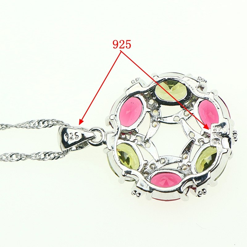 Multicolor Created Multigem 925 Sterling Silver Jewelry Sets For Women Wedding Necklace/Earrings/Ring/Pendant/Bracelet Free Box 