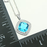 Natural Sky Blue Zircon 925 Sterling Silver Jewelry Sets For Women Wedding Earrings/Rings/Bracelet/Necklace Free Gift Box