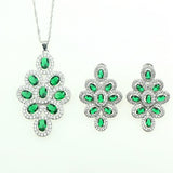 New Green Cubic Zirconia White Rhinestone Jewelery 925 Sterling Silver Jewelry Sets For Women Necklace/Pendant/Earrings/Bracelet