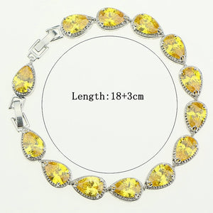 925 Sterling Silver Jewelery Link Chain 18/21cm Bracelets Drop Yellow Cubic Zirconia Hand Spanners Bracelet For Women Gift