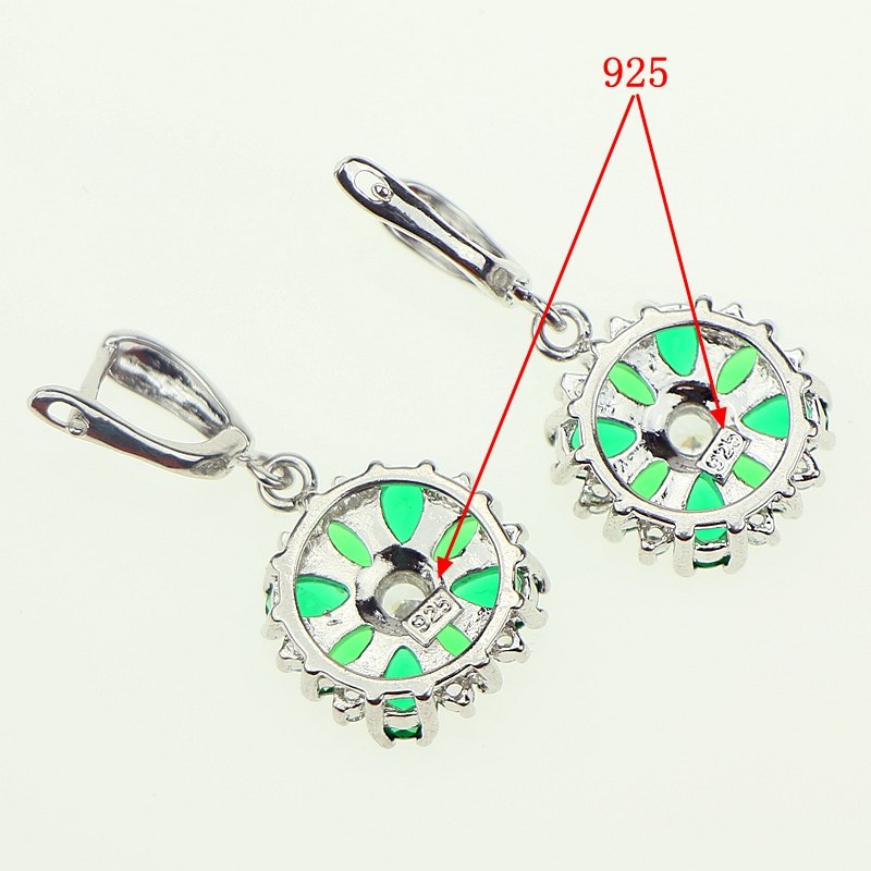  2017 New Style Green Created Emerald Zircon 925 Sterling Silver Jewelry sets For Women Earrings/Pendant/Necklace/Ring Gift Box