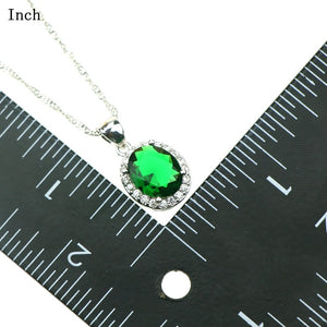 Women 925 Sterling Silver Jewelry Sets Top Quality Green Cubic Zirconia White Crystal Jewelery Earrings/Pendant/Necklace/Ring