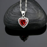 Heart Shaped Jewelry Sets Of 925 Silver For Bride Red Cubic Zirconia White Crystal Earrings/Pendant/Necklace/Ring/Bracelet