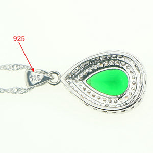 Green Created Emerald White CZ 925 Sterling Silver Jewelry Sets For Women Bracelet Earrings Necklace Pendant Ring Free Gift Box