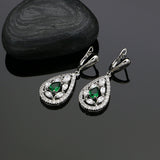 925 Silver Jewelry Sets Green Cubic Zirconia White Crystal Jewelery Earrings/Pendant/Necklace/Ring For Women 