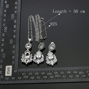 Bridal 925 sterling Silver Jewelry Sets Charming White Crystal Zircon Women Wedding Pendant/Ring/Bracelet /Necklace/Earrings